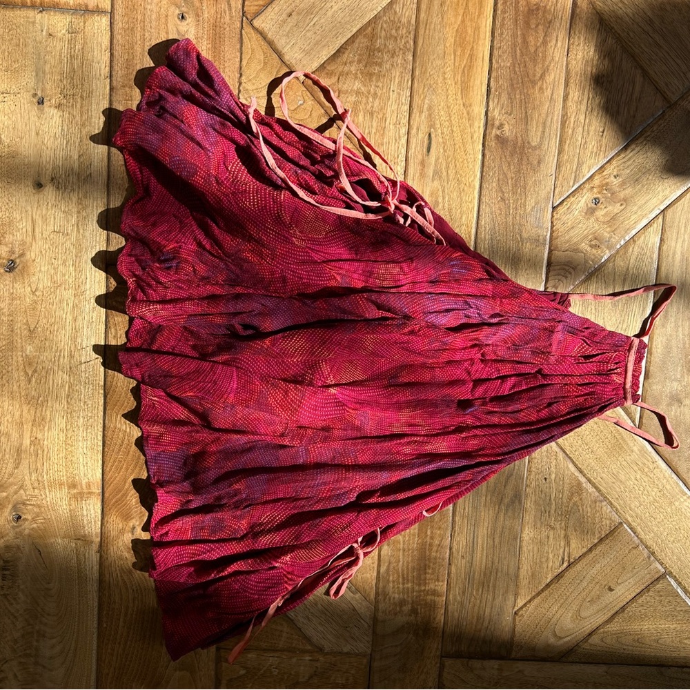 Free People fun side tie Red and Purple Sleeveless flirty top
